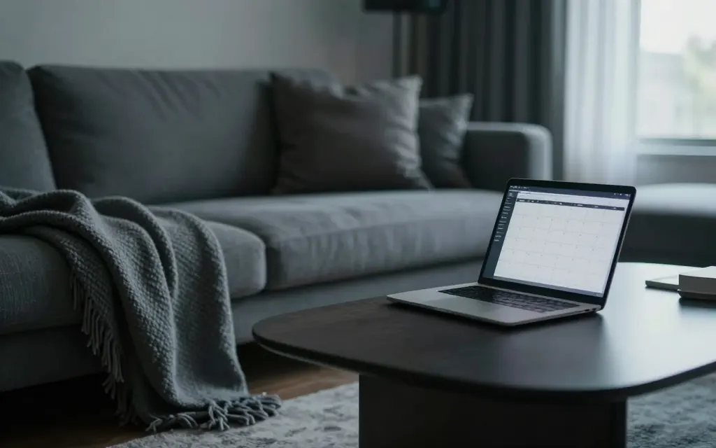 Una sala luminosa estilo Airbnb, montada con ropa de cama nueva y todo listo para recibir huéspedes.